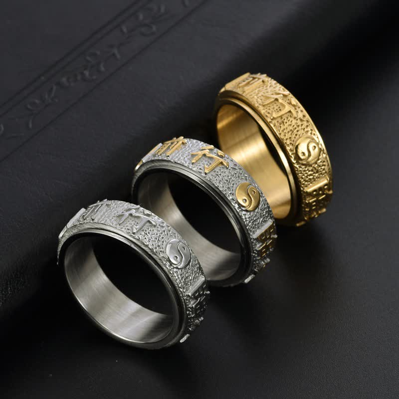Buddha Stones Titanium Steel Yin Yang Bagua Balance Rotating Ring - image 9