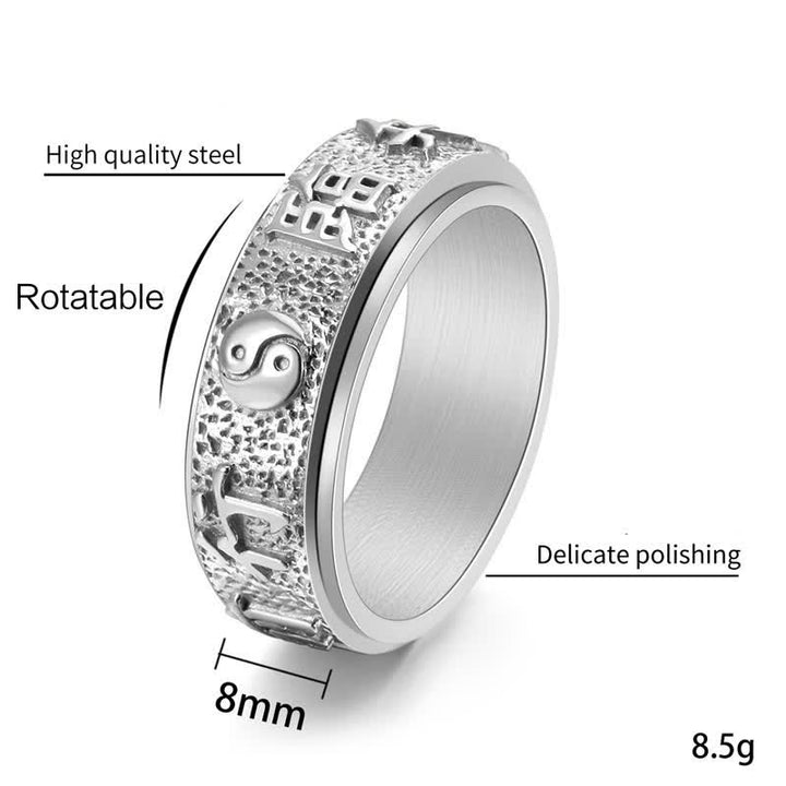 Buddha Stones Titanium Steel Yin Yang Bagua Balance Rotating Ring - image 4