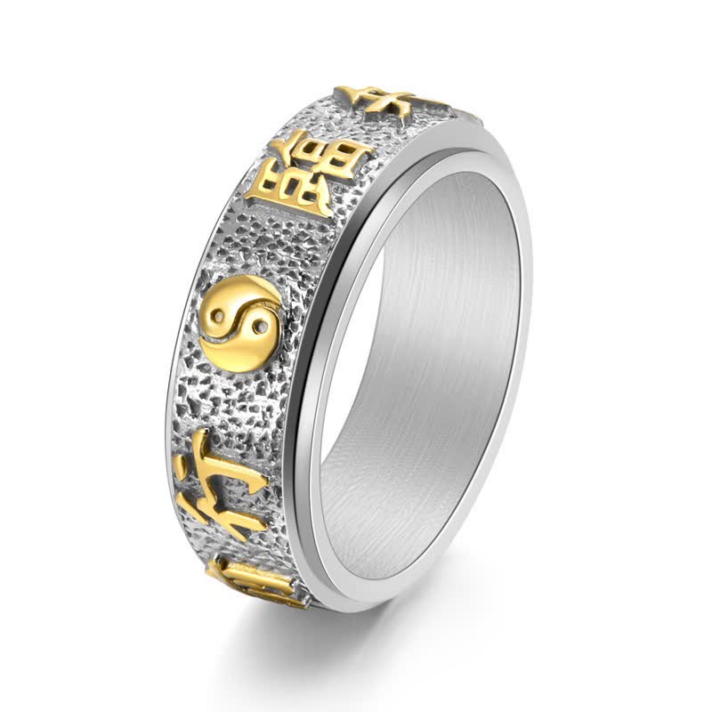 Buddha Stones Titanium Steel Yin Yang Bagua Balance Rotating Ring - Two-Tone - US12 - image 0