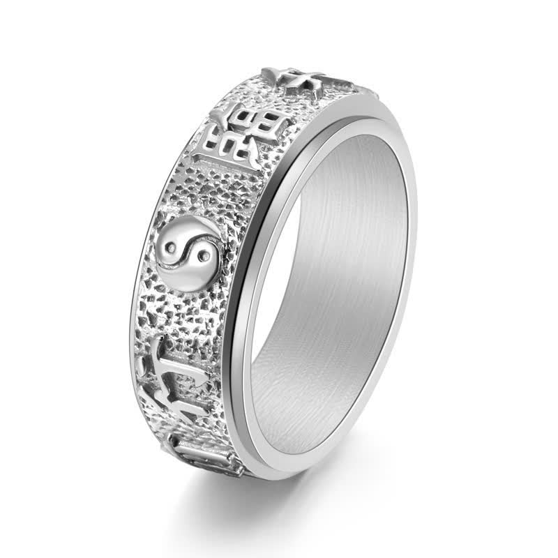 Buddha Stones Titanium Steel Yin Yang Bagua Balance Rotating Ring - Silver - US12 - image 2