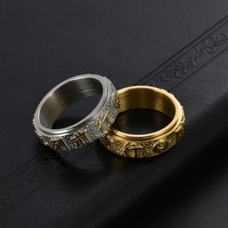 Buddha Stones Titanium Steel Yin Yang Bagua Balance Rotating Ring - image 10