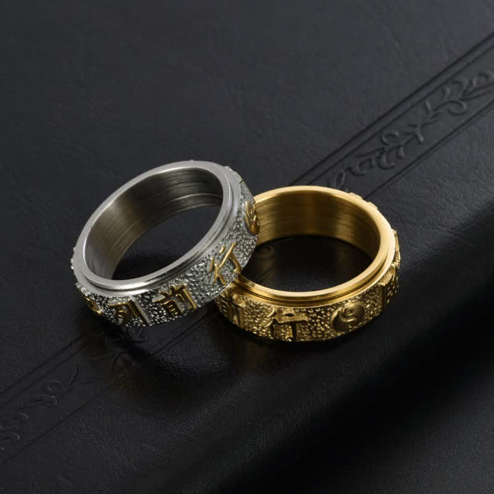 Buddha Stones Titanium Steel Yin Yang Bagua Balance Rotating Ring - image 10