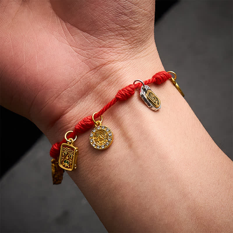 Buddha Stones Handmade Seven-Knot Red String Zakiram Fortune & Blessings Fu Character Pixiu Vajra Luck Bracelet - image 4