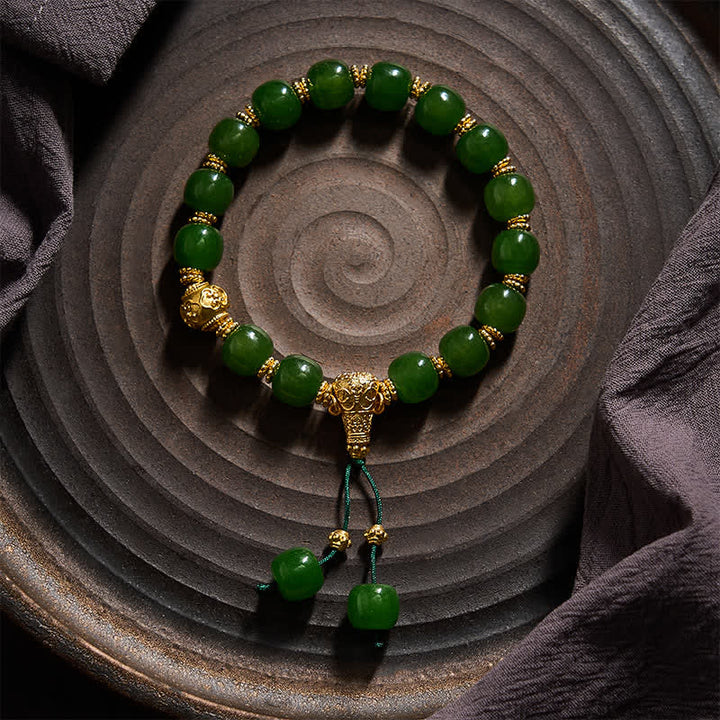 Buddha Stones Cyan Jade Harmony Golden Accent Bracelet - image 1