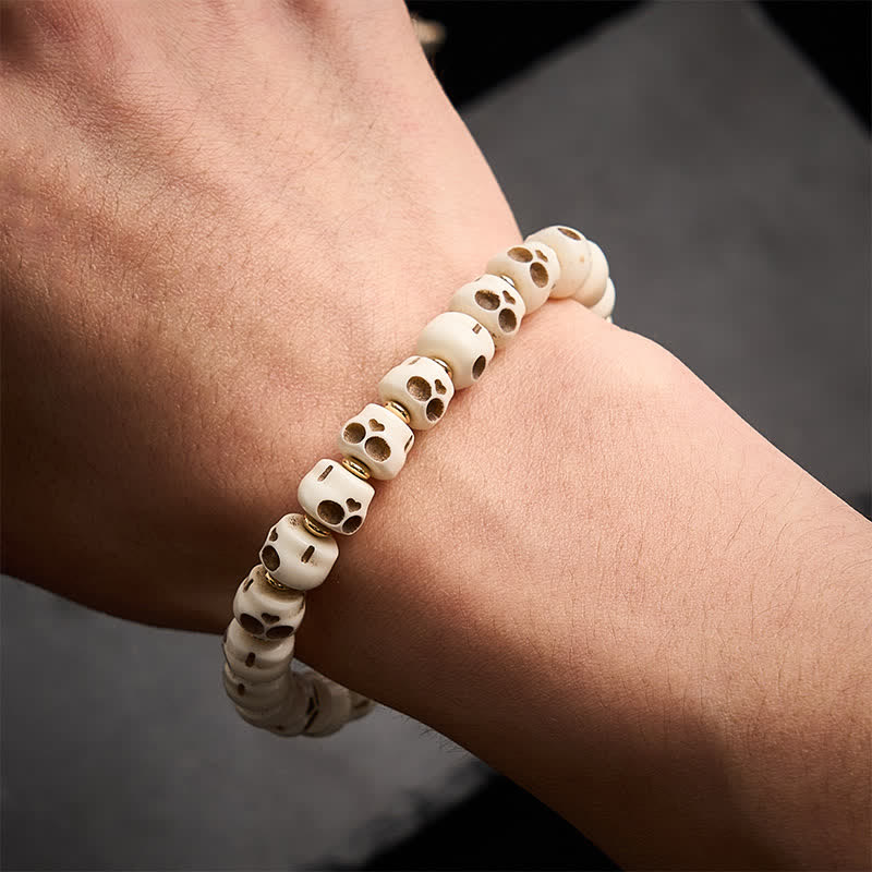 Buddha Stones Tibetan Bone Beads Lord of the Corpse Forest Skull Pattern for Protection and Courage Bracelet - image 3