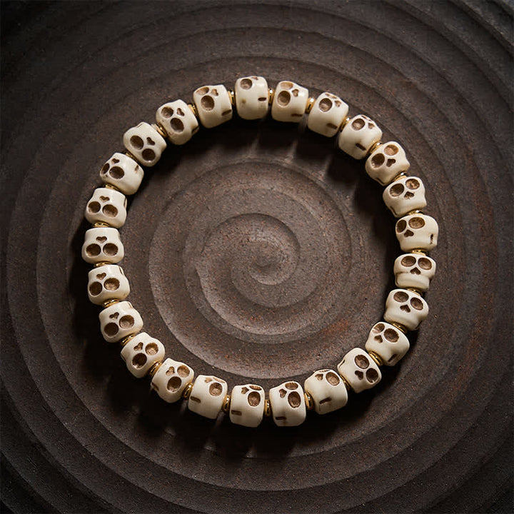 Buddha Stones Tibetan Bone Beads Lord of the Corpse Forest Skull Pattern for Protection and Courage Bracelet - image 1