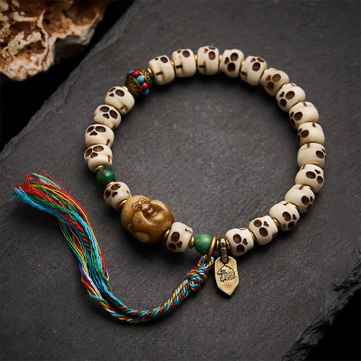 Buddha Stones Tibetan Bone Beads Lord of the Corpse Forest Skull Pattern Strength and Change Bracelet - image 2