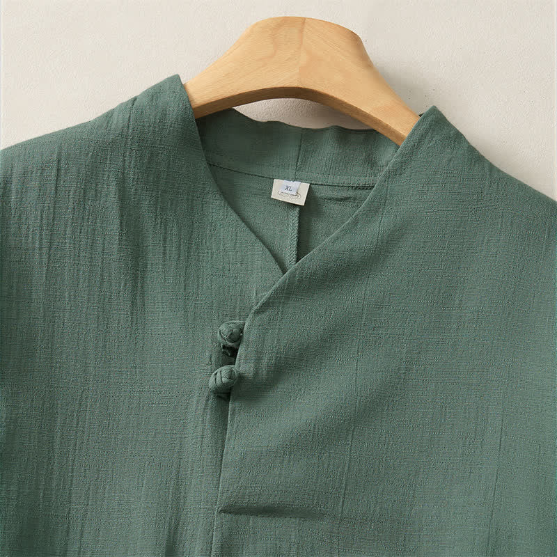 Buddha Stones Spring Fall Casual Tang Style Mandarin Collar Solid Cotton Women's Long Sleeve Shirts - image 4