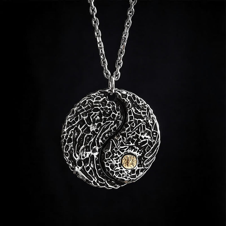 Buddha Stones Copper Yin Yang Balance Round Engraved Pendant Necklace - image 4