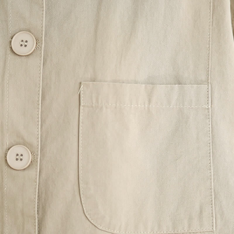 Buddha Stones Fall Basic Minimalist Solid Women's Jackets With Patch Pockets - image 7