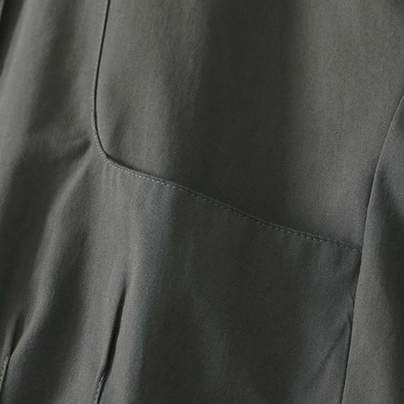 Buddha Stones Fall Winter Casual Minimalist Mandarin Collar Solid Cropped Women's Jacket With Pockets - image 2