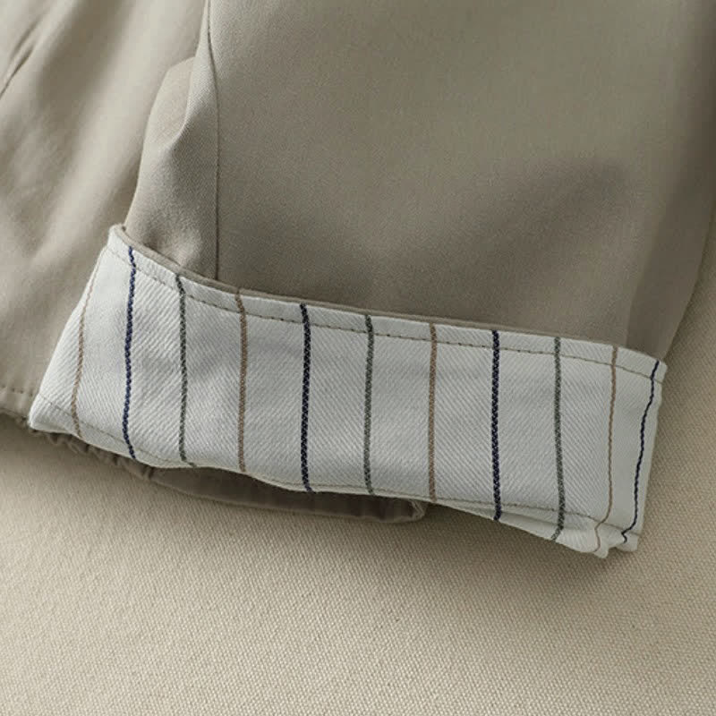 Buddha Stones Fall Winter Casual Minimalist Mandarin Collar Solid Cropped Women's Jacket With Pockets - image 12