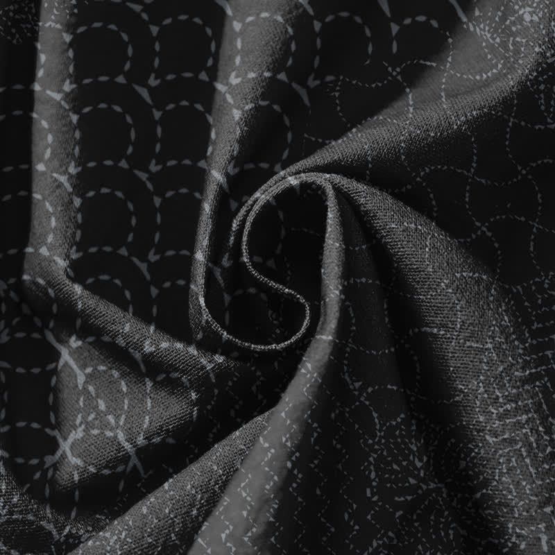 Buddha Stones Pure Cotton Geometric Wave Pattern Drawstring Men's Harem Pants With Pockets - image 17
