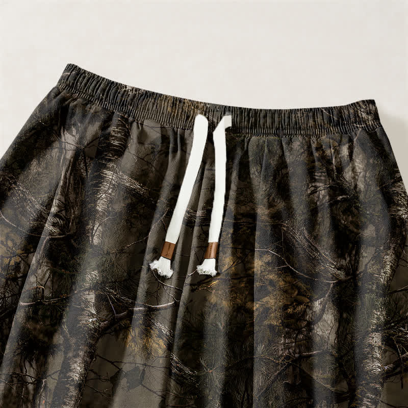 Buddha Stones Pure Cotton Marble Camo Pattern Drawstring Men's Harem Pants With Pockets - image 3