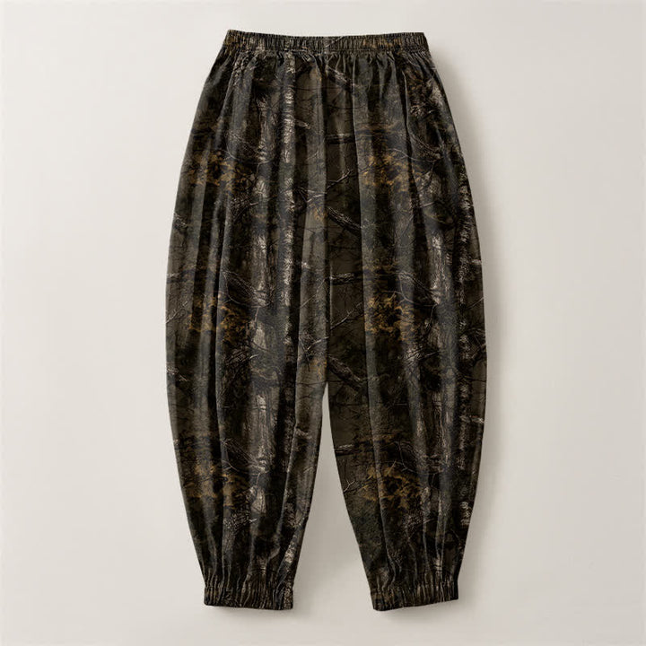 Buddha Stones Pure Cotton Marble Camo Pattern Drawstring Men's Harem Pants With Pockets - image 2