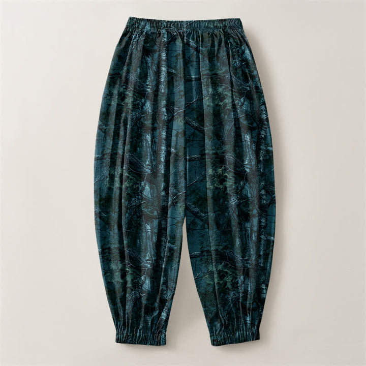 Buddha Stones Pure Cotton Marble Camo Pattern Drawstring Men's Harem Pants With Pockets - image 8