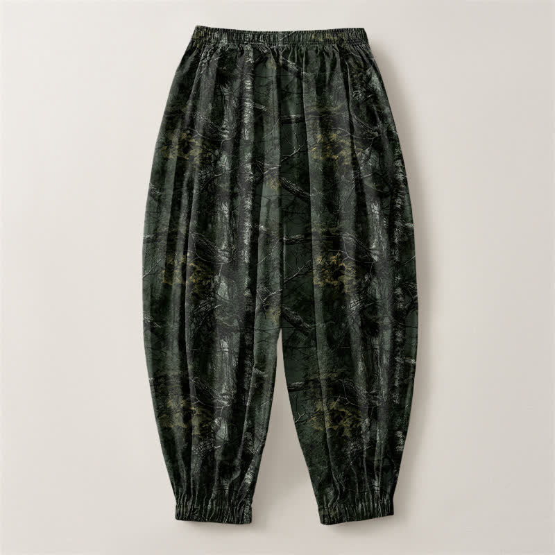 Buddha Stones Pure Cotton Marble Camo Pattern Drawstring Men's Harem Pants With Pockets - image 14