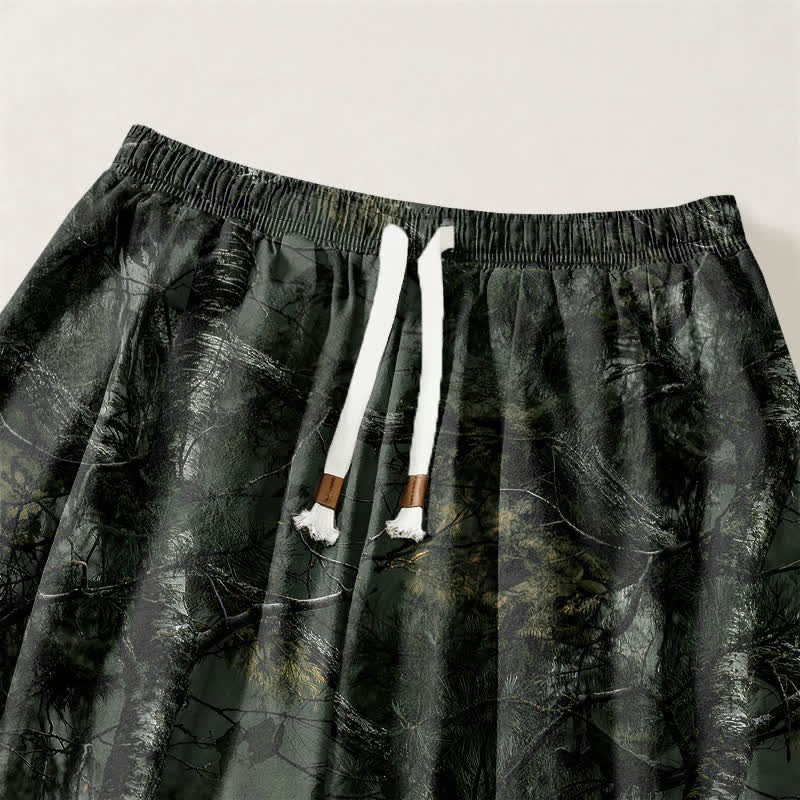 Buddha Stones Pure Cotton Marble Camo Pattern Drawstring Men's Harem Pants With Pockets - image 15