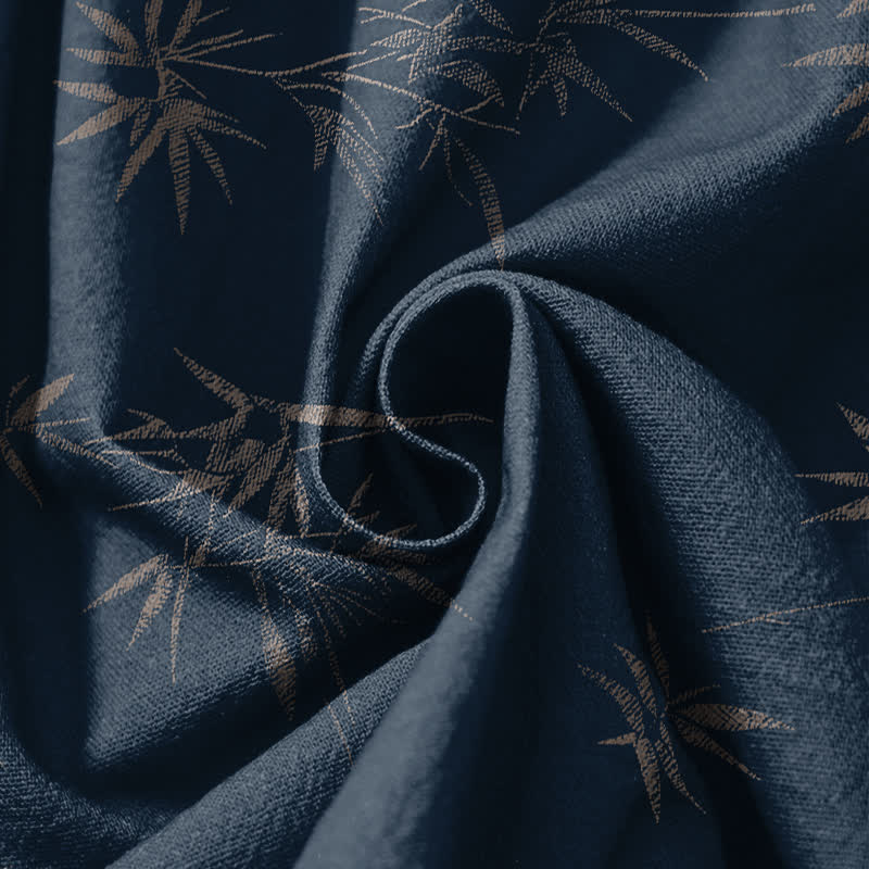 Buddha Stones Pure Cotton Bamboo Leaf Pattern Drawstring Men's Harem Pants With Pockets - image 11