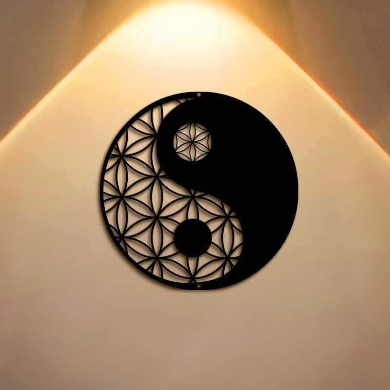 Buddha Stones Minimalist Yin Yang Balance Iron Metal Wall Decor - image 0