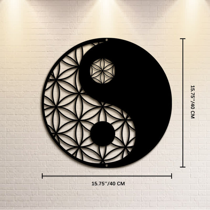 Buddha Stones Minimalist Yin Yang Balance Iron Metal Wall Decor - Approx. 40cm x 40cm x 0.1cm / 15.75in x 15.75in x 0.04in - image 8