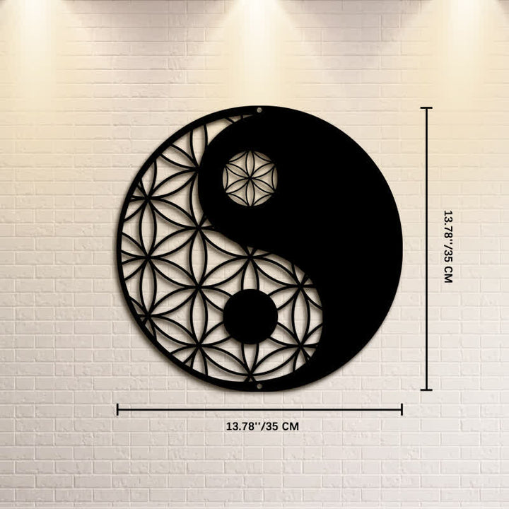Buddha Stones Minimalist Yin Yang Balance Iron Metal Wall Decor - Approx. 35cm x 35cm x 0.1cm / 13.78in x 13.78in x 0.04in - image 6