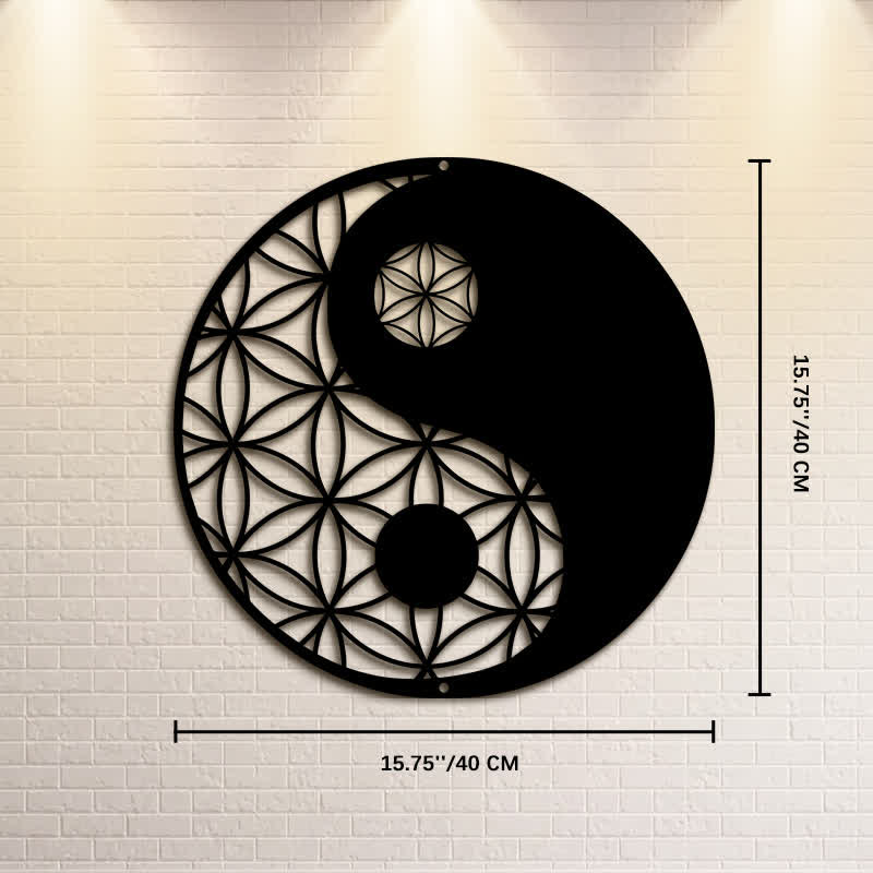 Buddha Stones Minimalist Yin Yang Balance Iron Metal Wall Decor - Approx. 40cm x 40cm x 0.1cm / 15.75in x 15.75in x 0.04in - image 8