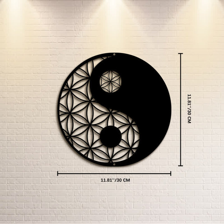 Buddha Stones Minimalist Yin Yang Balance Iron Metal Wall Decor - Approx. 30cm x 30cm x 0.1cm / 11.81in x 11.81in x 0.04in - image 4