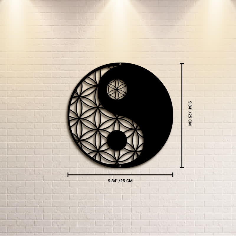 Buddha Stones Minimalist Yin Yang Balance Iron Metal Wall Decor - Approx. 25cm x 25cm x 0.1cm / 9.84in x 9.84in x 0.04in - image 2