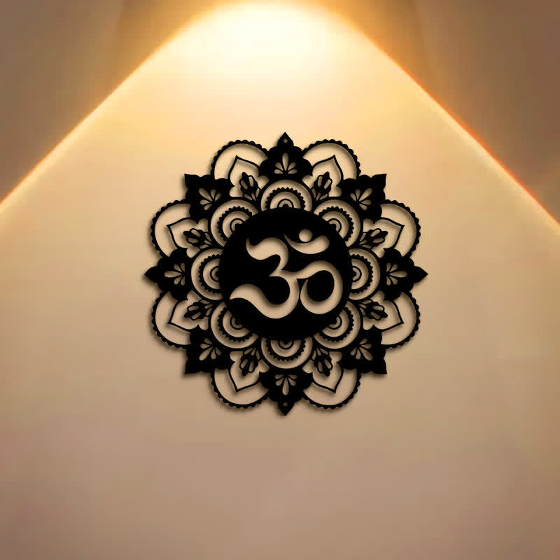 Buddha Stones Sacred OM Mandala Mindfulness Round Iron Metal Wall Decor - image 0