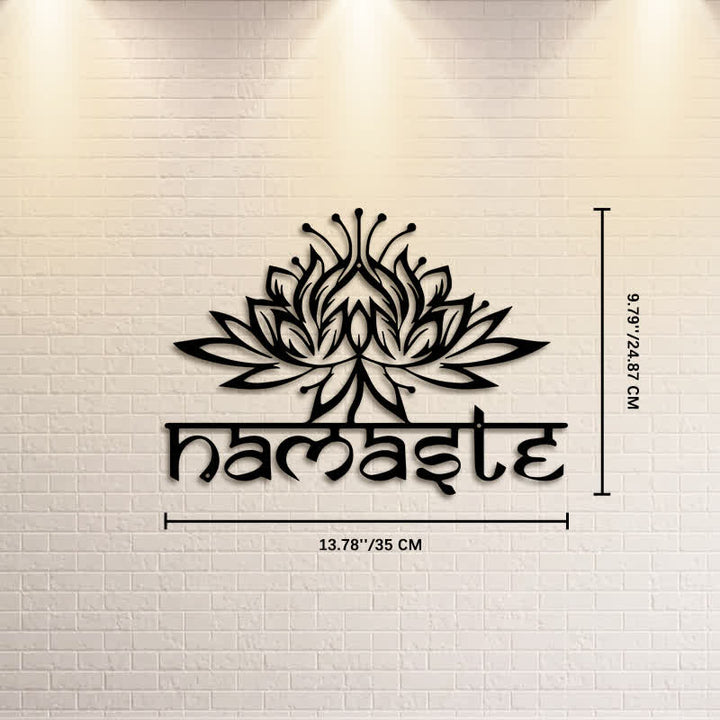 Buddha Stones Black Lotus Namaste Peace Metal Iron Wall Decor - Approx. 35cm x 24.87cm x 0.1cm / 13.78in x 9.79in x 0.04in - image 6