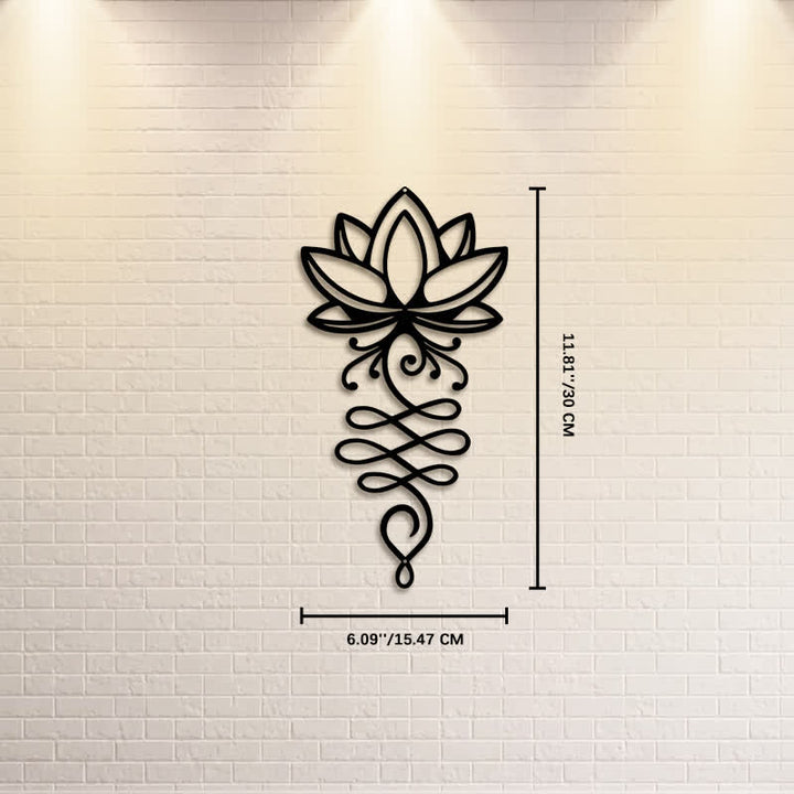Buddha Stones Metal Lotus Enlightenment Minimalist Wall Hanging Iron Meaningful Symbols Wall Art - Approx. 15.47cm x 30cm x 0.1cm / 6.09in x 11.81in x 0.04in - image 4