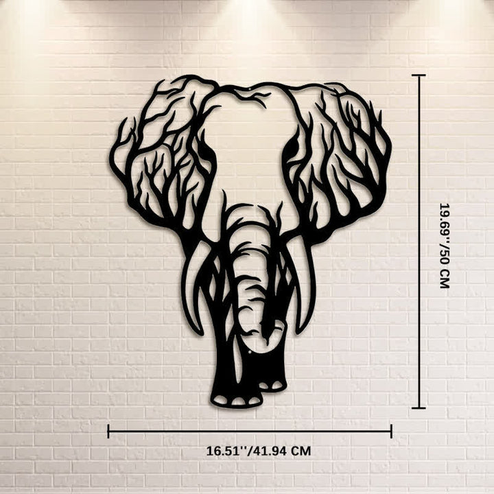 Buddha Stones Minimalist Elephant Head Line Design Iron Metal Wall Decor - Approx. 41.94cm x 50cm x 0.12cm / 16.51in x 19.69in x 0.05in - image 10