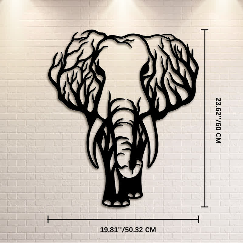 Buddha Stones Minimalist Elephant Head Line Design Iron Metal Wall Decor - Approx. 50.32cm x 60cm x 0.12cm / 19.81in x 23.62in x 0.05in - image 13