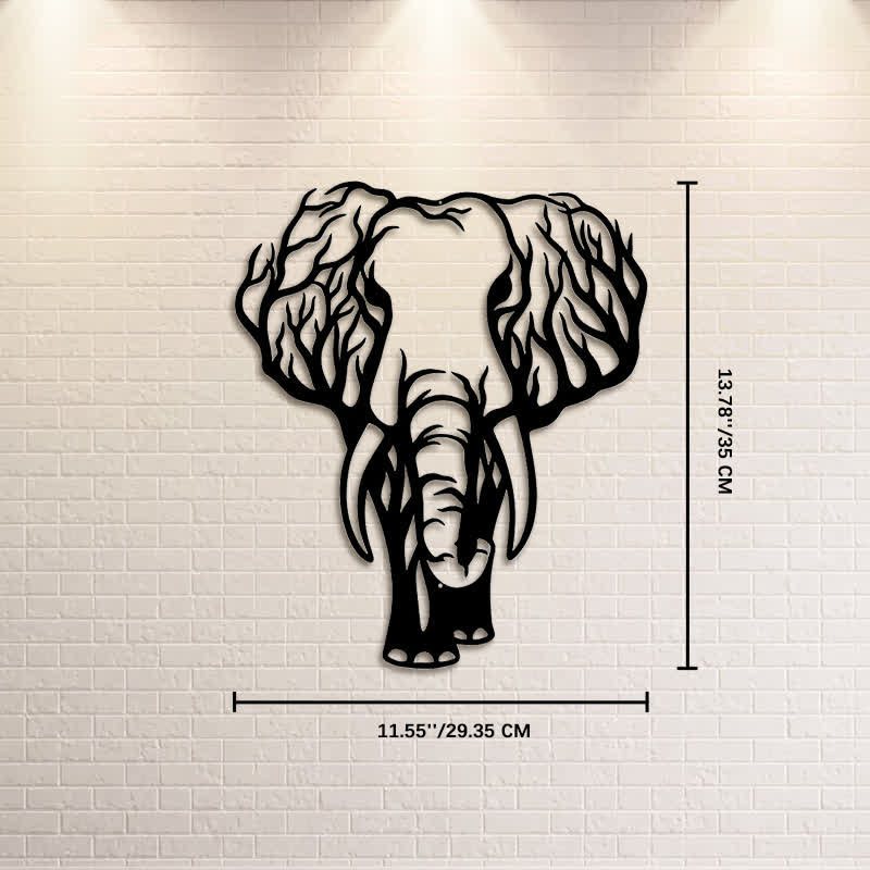 Buddha Stones Minimalist Elephant Head Line Design Iron Metal Wall Decor - Approx. 29.35cm x 35cm x 0.1cm / 11.55in x 13.78in x 0.04in - image 6
