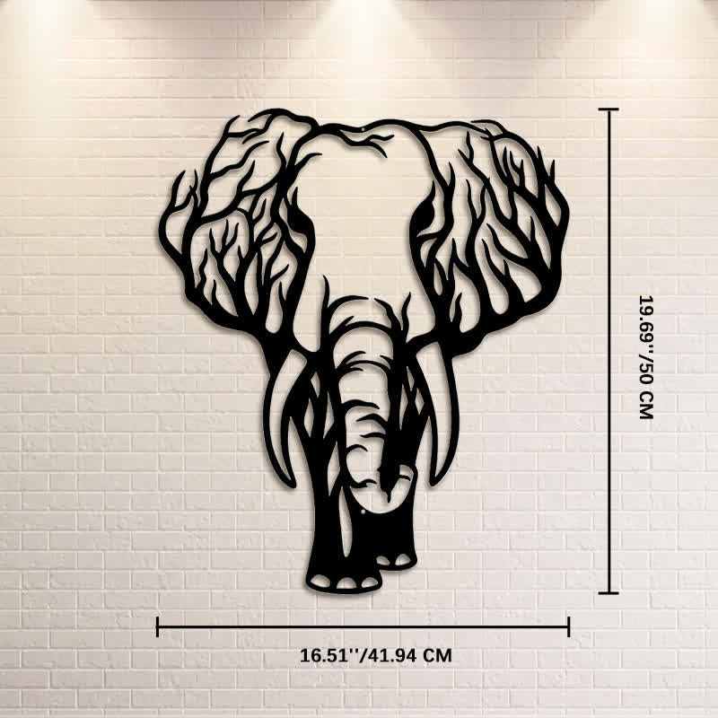 Buddha Stones Minimalist Elephant Head Line Design Iron Metal Wall Decor - Approx. 41.94cm x 50cm x 0.12cm / 16.51in x 19.69in x 0.05in - image 10