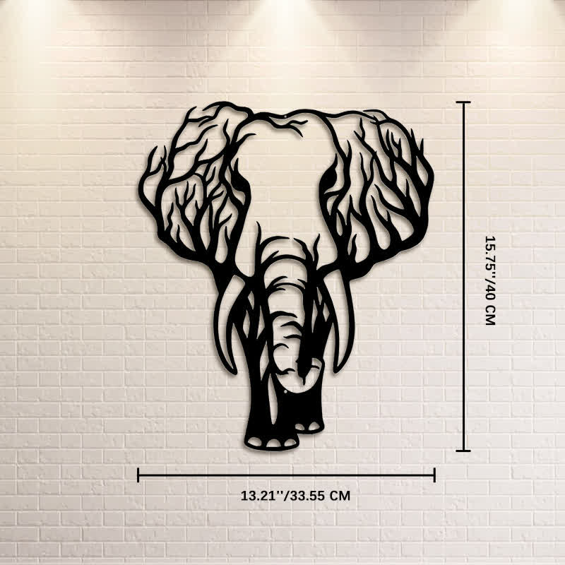 Buddha Stones Minimalist Elephant Head Line Design Iron Metal Wall Decor - Approx. 33.55cm x 40cm x 0.1cm / 13.21in x 15.75in x 0.04in - image 8