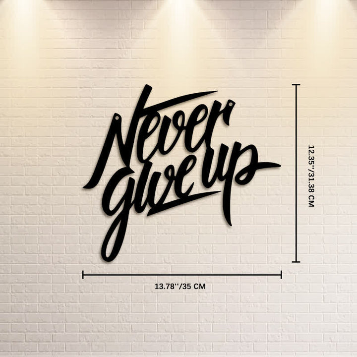 Buddha Stones "Never Give Up" Black Script Iron Metal Wall Decor - Approx. 35cm x 31.38cm x 0.1cm / 13.78in x 12.35in x 0.04in - image 6