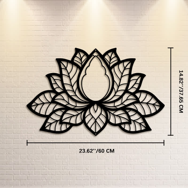 Buddha Stones Metal Lotus Enlightenment Silhouette Iron Meaningful Symbols Wall Art - Approx. 60cm x 37.65cm x 0.12cm / 23.62in x 14.82in x 0.05in - image 13