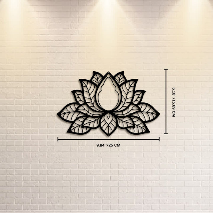 Buddha Stones Metal Lotus Enlightenment Silhouette Iron Meaningful Symbols Wall Art - Approx. 25cm x 15.69cm x 0.1cm / 9.84in x 6.18in x 0.04in - image 2