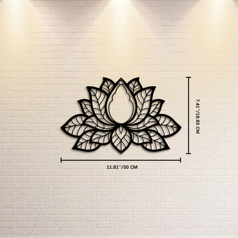 Buddha Stones Metal Lotus Enlightenment Silhouette Iron Meaningful Symbols Wall Art - Approx. 30cm x 18.83cm x 0.1cm / 11.81in x 7.41in x 0.04in - image 4
