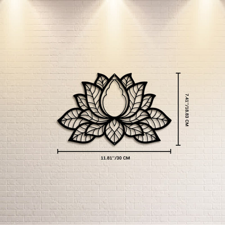 Buddha Stones Metal Lotus Enlightenment Silhouette Iron Meaningful Symbols Wall Art - Approx. 30cm x 18.83cm x 0.1cm / 11.81in x 7.41in x 0.04in - image 4