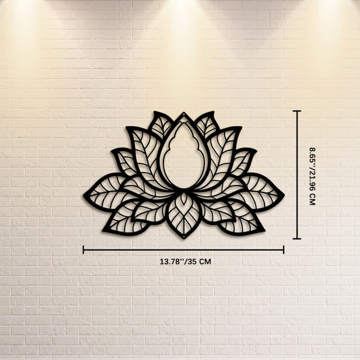 Buddha Stones Metal Lotus Enlightenment Silhouette Iron Meaningful Symbols Wall Art - Approx. 35cm x 21.96cm x 0.1cm / 13.78in x 8.65in x 0.04in - image 6