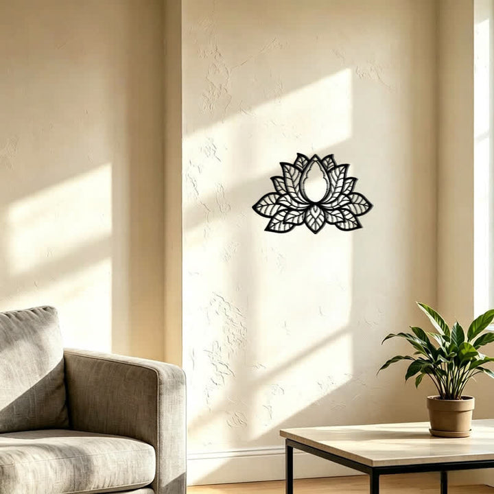 Buddha Stones Metal Lotus Enlightenment Silhouette Iron Meaningful Symbols Wall Art - image 9