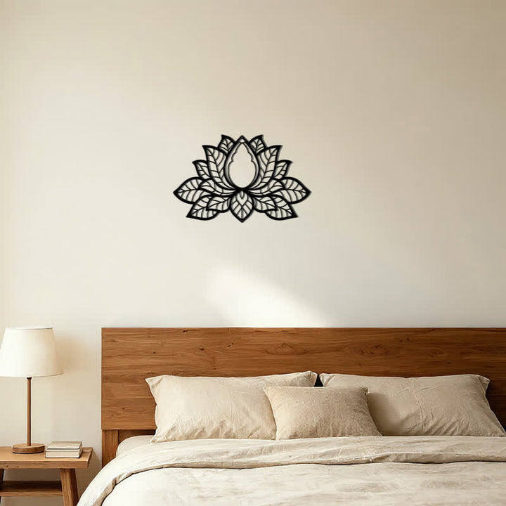Buddha Stones Metal Lotus Enlightenment Silhouette Iron Meaningful Symbols Wall Art - image 12