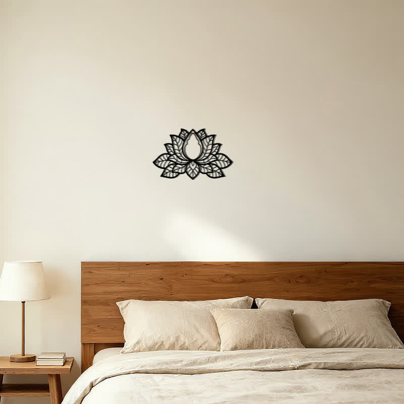 Buddha Stones Metal Lotus Enlightenment Silhouette Iron Meaningful Symbols Wall Art - image 5