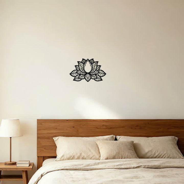 Buddha Stones Metal Lotus Enlightenment Silhouette Iron Meaningful Symbols Wall Art - image 5