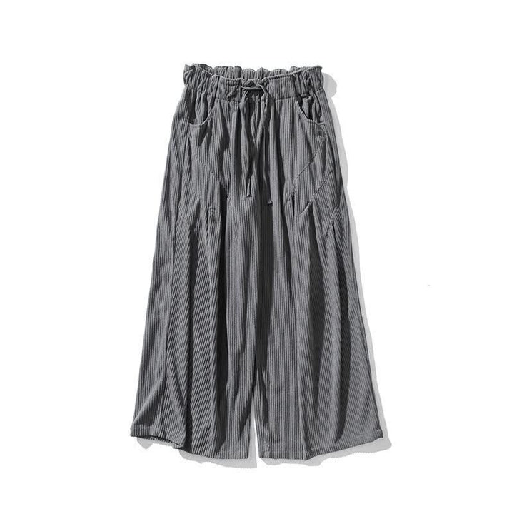 Buddha Stones Fall Winter Casual Drawstring Solid Long Pants Corduroy Men's Wide Leg Pants With Pockets - image 8