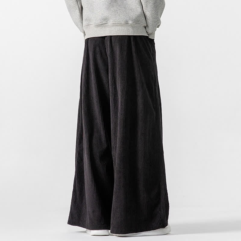 Buddha Stones Fall Winter Casual Drawstring Solid Long Pants Corduroy Men's Wide Leg Pants With Pockets - image 35