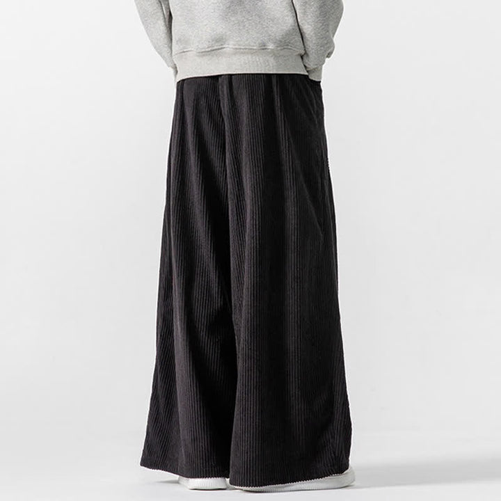 Buddha Stones Fall Winter Casual Drawstring Solid Long Pants Corduroy Men's Wide Leg Pants With Pockets - image 35